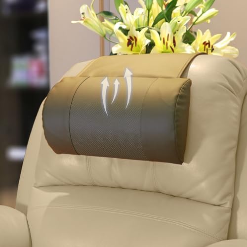 Non-Slip Head Pillow for Recliners - Neck Support Memory Foam Cushion with Breathable Perforated Leather Cover, Offering Relief at Home, Office, and Travels,Brown - color: Brown