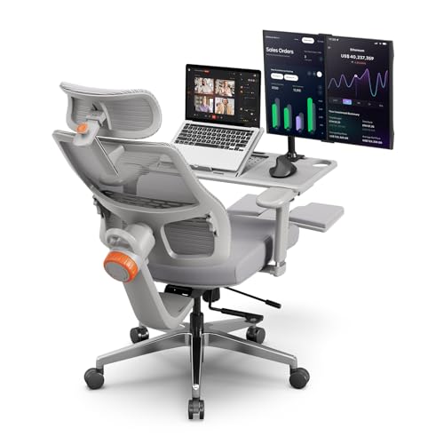Newtral Best Ergonomic Office Chair with Adaptive Lumbar Support, Laptop Tray, Home Office Desk Chair with 4D Armrest & 5D Headrest, High Back Swivel Desk Computer Chair with Footrest