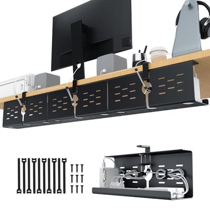 KEEGH 16 in Under Desk Cable Management Tray, Capacity Cable Tary, 3 Pack - color: Black, size: 3 Pack