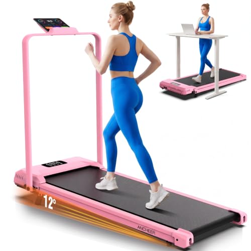 ANCHEER Walking Pad with Incline-Under Desk Treadmill for Home/Office - color: Black-Pink