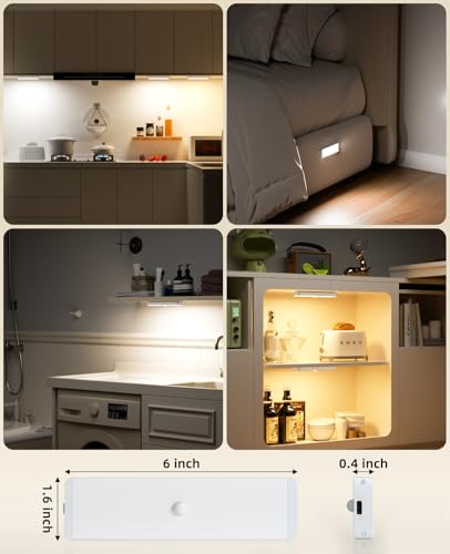 LED Closet Light with Charging Station, 5 Pcs Dimmer Rechargeable Motion Sensor Under Cabinet Lighting with Remote Control, Wireless Stick-Anywhere Night Safe Light Bar for Wardrobe,Kitchen