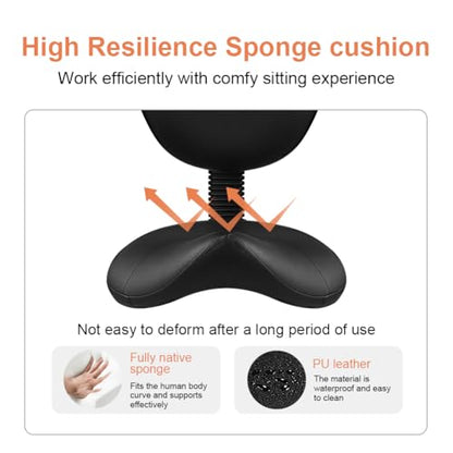 KKTONER Black Saddle Drafting Chair with Back Swivel Office Chair with Footrest Height Adjustable for Work Home Computer Task Stool Chair with Wheels