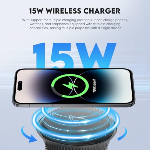Desk Power Strip with 15W Wireless Charger, PD 20W USB-A, QC 3.0 USB-C Fast Charging Embedded Power Outlet, Recessed Power Outlet with AC outlets and 6FT Cord - color: black