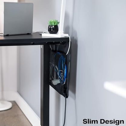 VIVO Black 24 inch Under Desk Privacy and Cable Management Organizer Sleeve, Wire Hider Kit Panel System, DESK-SKIRT-24 - size: 24" Panel