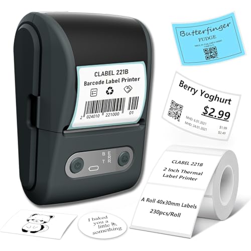 Label Maker Machine with Tape, Portable Thermal Label Printer with 1 Roll 57x50mm Tape, Handheld Sticker Maker Support 12-57mm Thermal Labels for Small Business/Home/School/Office, Black - color: White