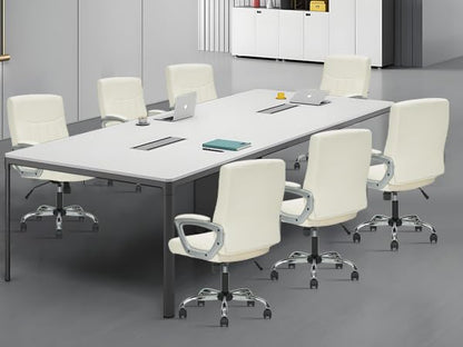 CLATINA Office Computer Desk Chair Executive Mid Back Chair Comfortable Ergonomic Managerial Chair Adjustable PU Leather Home Office Desk Chair Swivel, White 1PK - color: White, size: 1 Pack