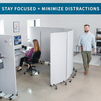 VIVO Gray Mobile 24 x 66 inch Privacy Panel, PP-1-T024G-M | Freestanding Cubicle Divider on Wheels, Acoustic Wall Partition, Single 24 inch Panel with 2-Sided Zipper Attachment System - size: 24"