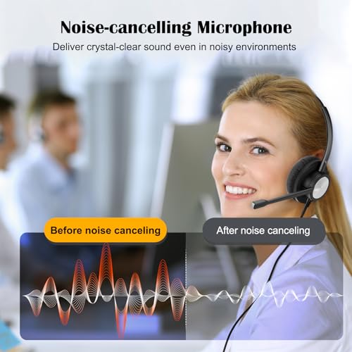 MKJ USB Headset with Noise Cancelling Microphone for Call Center & Office