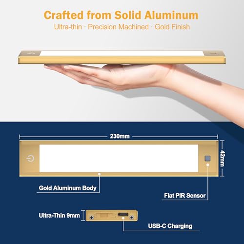 V4light Motion Sensor Cabinet Light, Rechargeable, Dimmable, 2Pcs, 9in | Silver aluminum, magnetic wireless, 1800mAh, 3 color temps & dimmable, ideal for kitchen, pantry & closets - color: Silver