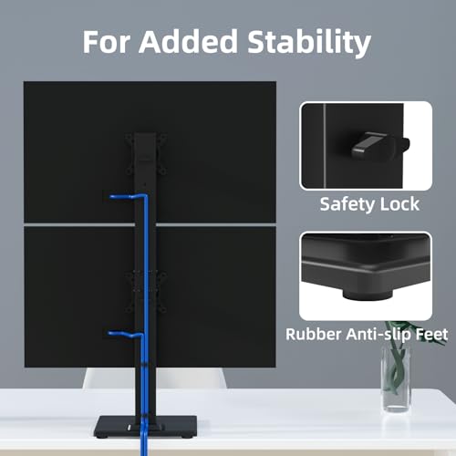 Suptek Dual Monitor Stand with Base for Two 13-36" Screen | Vertical Stack Screen, Free-Standing Monitor Riser, Swivel, Tilt, Height Adjustable - size: 13-36in(dual)