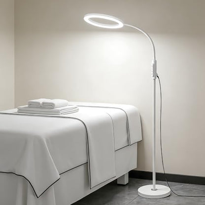 Supe Bright 24W Dimmable LED Floor Lamp with Remote Touch Control Adjustable Gooseneck Standing Light for Reading Makeup Tattoo Lash Extensions White Modern Smart Tall Lamp Living Room Bedroom Office - color: White 24W Remote and Touch Dimming