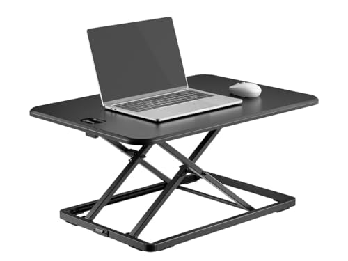 Monoprice Ultra-Slim Single Top Height Adjustable Compact Sit-Stand 26-Inch Desk Converter Riser, Compact Sit Stand Desktop Converter for Monitor or Laptop, Black