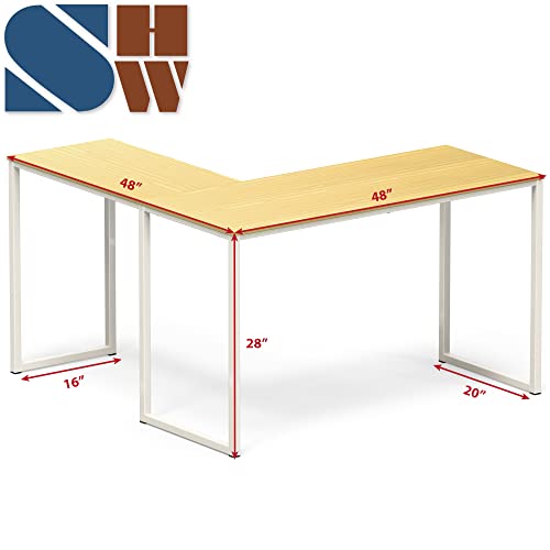 SHW Mission 48 x 48 L-Shape Home Office Computer Desk, Oak - color: Oak, size: 48-Inch L-Shaped