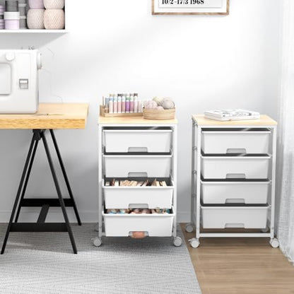 SYKIARIOL Rolling Cart with Drawers, 4-Drawer Utility Cart, Bright White - color: Bright White, size: 4 Drawers