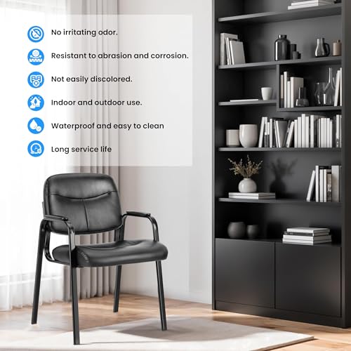 Simple Deluxe Waiting Room Guest Chair No Wheels Set of 2 with Padded Arm Rest, Conference Guests Chair for Reception, Meeting, Lobby, Home Dining, Desk Table Side, 2 Pack - color: Black, size: 2 Pack Standard Cushion