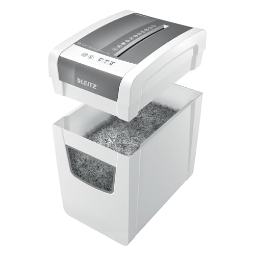 Leitz IQ Paper Shredder, Cross Cut, 10 Sheet, 6 Gallon Bin, P4 Security, Slim, Anti-Jam, Home Office (170004) - style: IQ Slim (10 Sheets)
