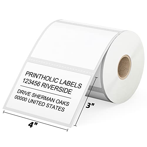 4" x 3" White Direct Thermal Shipping Labels, 1 Roll, 1" Core | For Rollo/Zebra/MUNBYN Label Printers, Waterproof, Perforated, Strong Adhesive, Jam-Free, Easy Peel, Total 500 Address Labels - size: 4" x 3", style: 1 Roll