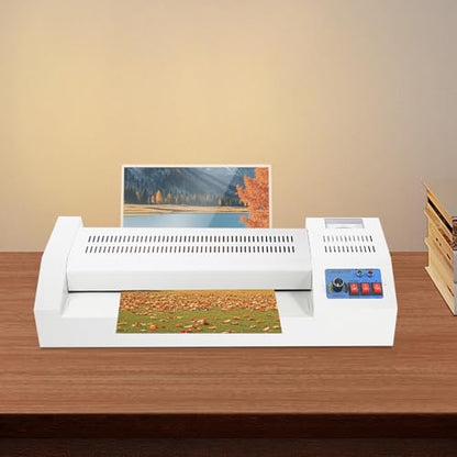 Electric Thermal Laminator Machine,A4/A3 Paper Hot/Cold Roll 12.6inch Laminating Width Device with with Four Rollers and a Switching Button for Offices Homes Schools