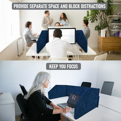 29.1" x 22.8" x 1.2" U-Shaped Desk Divider Partition, No Drill Freestanding Sound Absorbing Privacy Panel, Noise Reducing Cubicle Screen for Office Home & Classroom (Azure) - color: Azure (U-Shaped)