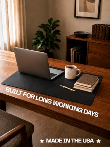 Genuine Leather Desk Pad, Office Desk Mat, Large Desk Blotter, Desk Protector, and Mouse Pad – 31.5" x 15.75" (1.8-2.0 mm) Black, Waterproof, Premium Quality for Desk Surface Protection and Comfort - color: Black