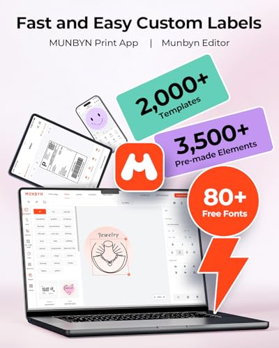 MUNBYN Bluetooth Thermal Label Printer, Wireless 4x6 Shipping Label Printer | Work for Small Business, Compatible with Android, iPhone, Windows, Mac, Chromebook, Print Width 1.57"-4.25" - color: Pink