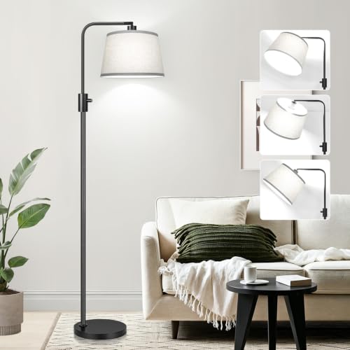 【Upgraded】 Dimmable Floor Lamp, 1000 Lumens LED Edison Bulb Included, Arc Floor Lamps for Living Room Modern Standing Lamp with Gray Shade, Tall Lamps for Living Room Bedroom Office Dining Room - color: Matte Black-Grey Shade