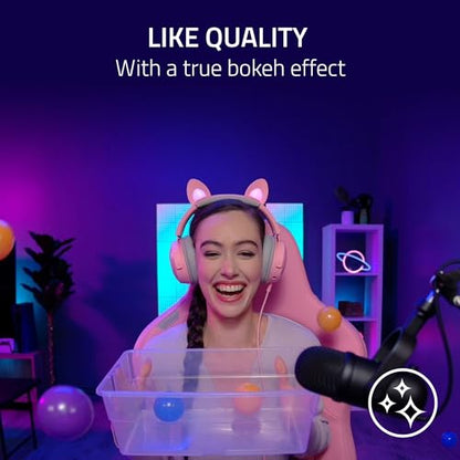 Razer Kiyo Pro Ultra 4K Webcam, Large Sensor, Built-in Mic and Shutter | Auto Light Correction, Pro Grade Content Creation, Streaming, Gaming, Video Calls, Works with PC, OBS, Zoom, Teams