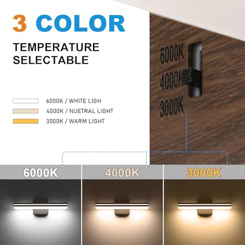SineRise LED Modern Bathroom Vanity Light Fixtures (16-Inch, 3000K/4000K/6000K, Dimmable), Brown Wood Painted Modern Acrylic Bathroom Wall Lighting Fixtures Over Mirror - color: Brown, size: 16-Inch