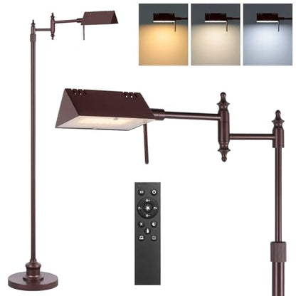 Bairth Oil-Rubbed Bronze Reading Floor Lamp,Dimmable Pharmacy Standing Lamp | 3 Color Temperature, Dimmable, 17W LED, Height Adjustable, 360°Swing Arm, for Living Room, Bedroom, Office, Craft & Sewing - color: Oil-Rubbed Bronze