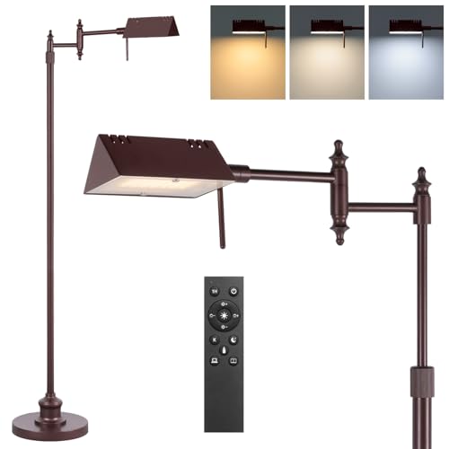 Bairth Oil-Rubbed Bronze Reading Floor Lamp,Dimmable Pharmacy Standing Lamp | 3 Color Temperature, Dimmable, 17W LED, Height Adjustable, 360°Swing Arm, for Living Room, Bedroom, Office, Craft & Sewing - color: Oil-Rubbed Bronze