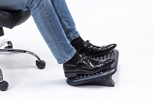 Mount-It Foot Rest Under Desk, 18 x 13 in Adjustable Ergonomic Footrest | 3 Tilt Angles Up to 30 Degrees, Non Slip Foot Stool at Work, Massage Surface, Durable Plastic, Home or Office, Black