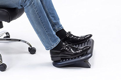 Mount-It Foot Rest Under Desk, 18 x 13 in Adjustable Ergonomic Footrest | 3 Tilt Angles Up to 30 Degrees, Non Slip Foot Stool at Work, Massage Surface, Durable Plastic, Home or Office, Black