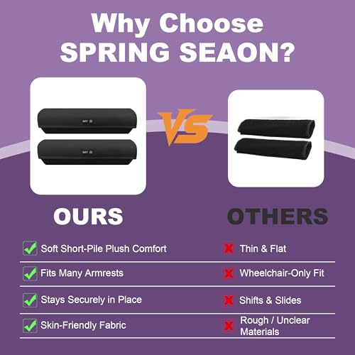 SPRING SEAON Wheelchair Accessories Armrest Covers, Memory Foam Pads, Pair - color: Purple