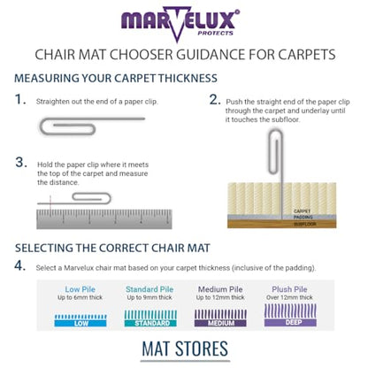 Marvelux Enhanced Polymer Eco-Friendly Office Chair Mat for Low and Standard Pile Carpeted Floors 30" x 48" | Rectangular Carpet Protector, Transparent | Shipped Flat | Multiple Sizes - size: 30" x 48"