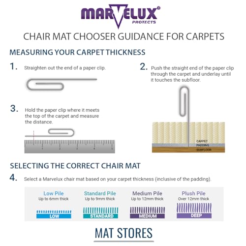 Marvelux Eco-Friendly Office Chair Mat 2 Pack for Low and Standard Pile Carpeted Floors, 36" x 48" Rectangular Chair Mat, Clear Carpet Protector - size: 36" x 48" - 2 Pack