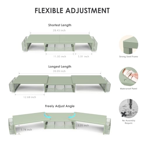 OPNICE Desk Organizers and Accessories, Dual Monitor Stand Riser - color: Matte Green