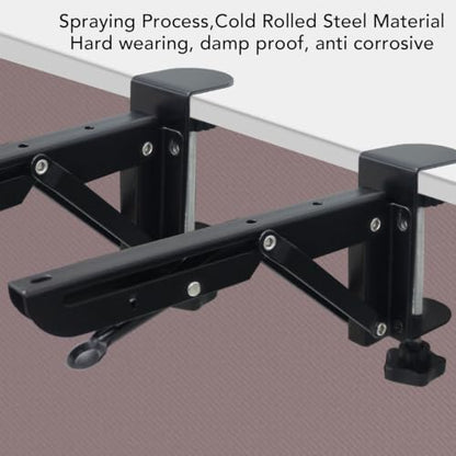 2 Pcs Desk Keyboard Tray Support Bracket, Cold Rolled Steel Clamp On Foldable Bracket for Office Desktop Space Saving