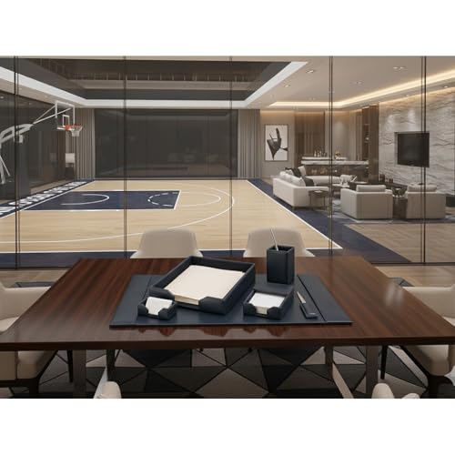 DACASSO Bonded Leather Desk Set - Luxury Leather Desk Pad & Desk Organization Essentials (Navy Blue, 6 Piece) - color: Navy Blue, style: 6 Piece