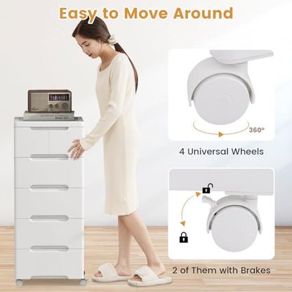 6-Drawer Plastic Rolling Storage Cart (16"x13"x38") | Mobile Storage Cabinet | Vertical Storage Tower Container Unit | 4 Universal Wheels | For Living Room, Home Office - size: 16”x13”x38” (6 Drawers)