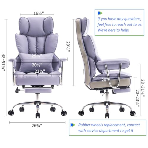 Efomao Big and Tall Office Chair 440LBS, Purple Heavy Duty Executive Chair with Footrest, Ergonomic Desk Chair for Home Office, Wide Computer Chair | 400lbs support, 135° recline, dual-layer foam cushion, 23.5" seat & footrest. BIFMA - color: 3008-purple