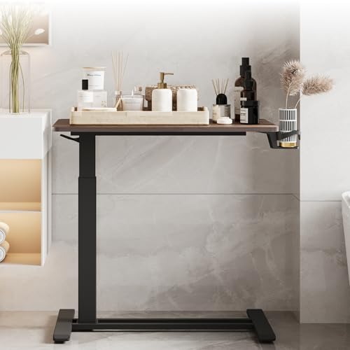SANODESK 32'' Mobile Standing Desk with Hidden Wheels,Pneumatic Laptop Desk | Computer Cart Movable Height Adjustable Table Small Sit Stand Desk for Home Office Hospital Use,31.5"W x 17.7"D,Black Walnut - color: Black Walnut, size: 32x18