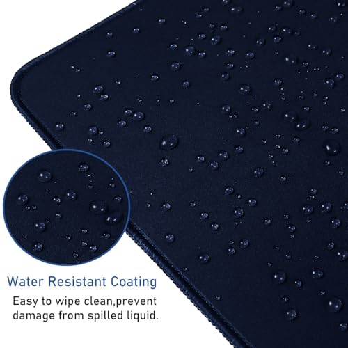 Large Extended Gaming Mouse Pad with Stitched Edges Waterproof 31.5X15.7In - color: Dark Blue, size: 31.5L x 15.7W inches