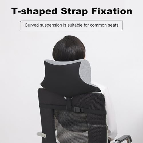 Ergonomic Memory Foam Neck Support for Office Chair, Desk Pillow with Fixed Strap, Elastic Sponge Headrest for Most Chairs Without Headrests