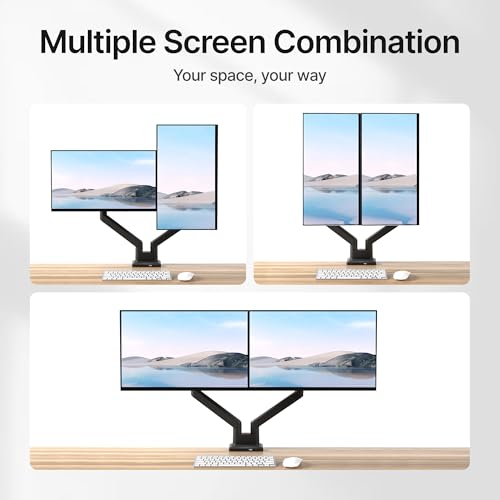 monTEK Dual Monitor Mount with USB Monitor Arms for 17 to 35 Inch Screen | Adjustable Heavy Duty Monitor Desk Mount for 2 Monitors, Holds 35 Lbs, with Cable Management, VESA 75/100mm - style: with USB
