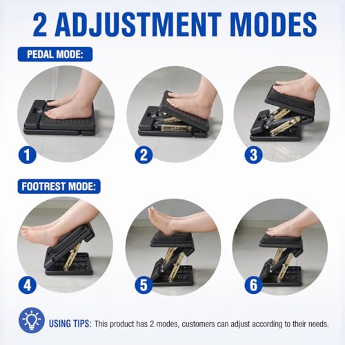Adjustable Footrest with Removable Foam Cushion, Under Desk Footrest with Massage Beads for Car, Home, Office Stool, 4-Level Height for Improved Posture Back&Hip Pain Relief(Black Plus) - color: Black Plus
