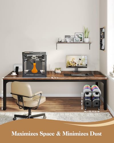2 Tier Rolling Filament Rack, Holds 40+ 3D Spools, Under Desk Storage | Adjustable for 250g-1KG Spools, 360° Smooth Wheels, Compact 16.5" Wide, Tool-free Assembly. Perfect for 3d Farms Studios - color: Large