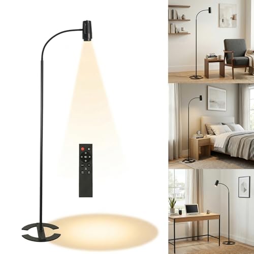Reading Floor lamp Over Chair Gooseneck Standing Spotlight Light - color: Matte Black