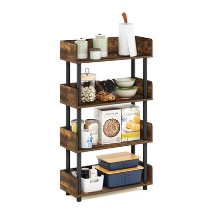 Furinno Turn-N-Tube 4-Tier Display Shelf, Open Frame, Amber Pine - color: Amber Pine/Black, size: 4-Tier Display Rack