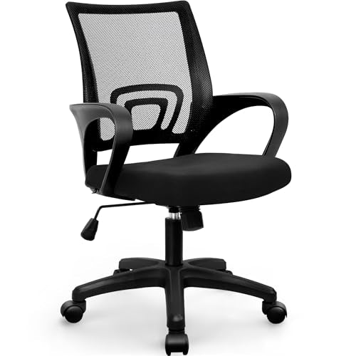 ETONEX Office Chair with Ergonomic Mid Back Cushion Lumbar Support Adjustable Swivel Rolling Computer Gaming Desk Chair Comfy Mesh Seat Wheels Home Executive Use (1, All Black) - color: All Black