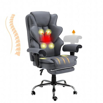 HOMREST Heated Massage Executive Office Chair with Foot Rest,Slate Grey - color: Slate Gray‌